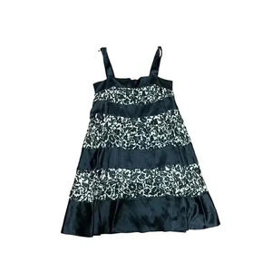 Diane von Furstenberg ABBY 100% Silk Tiered Dress Black White Patterned Size 6